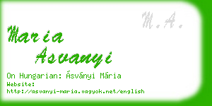 maria asvanyi business card